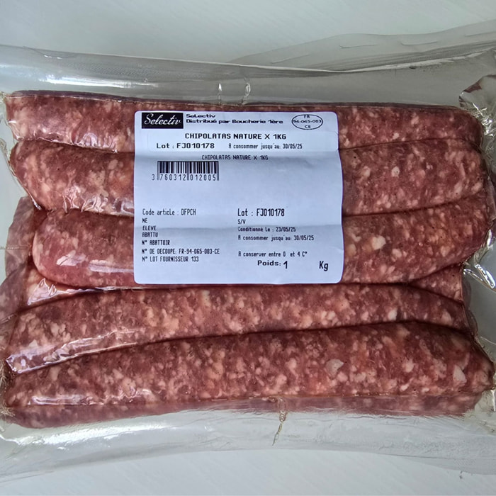 Chipolatas nature - 1kg - France