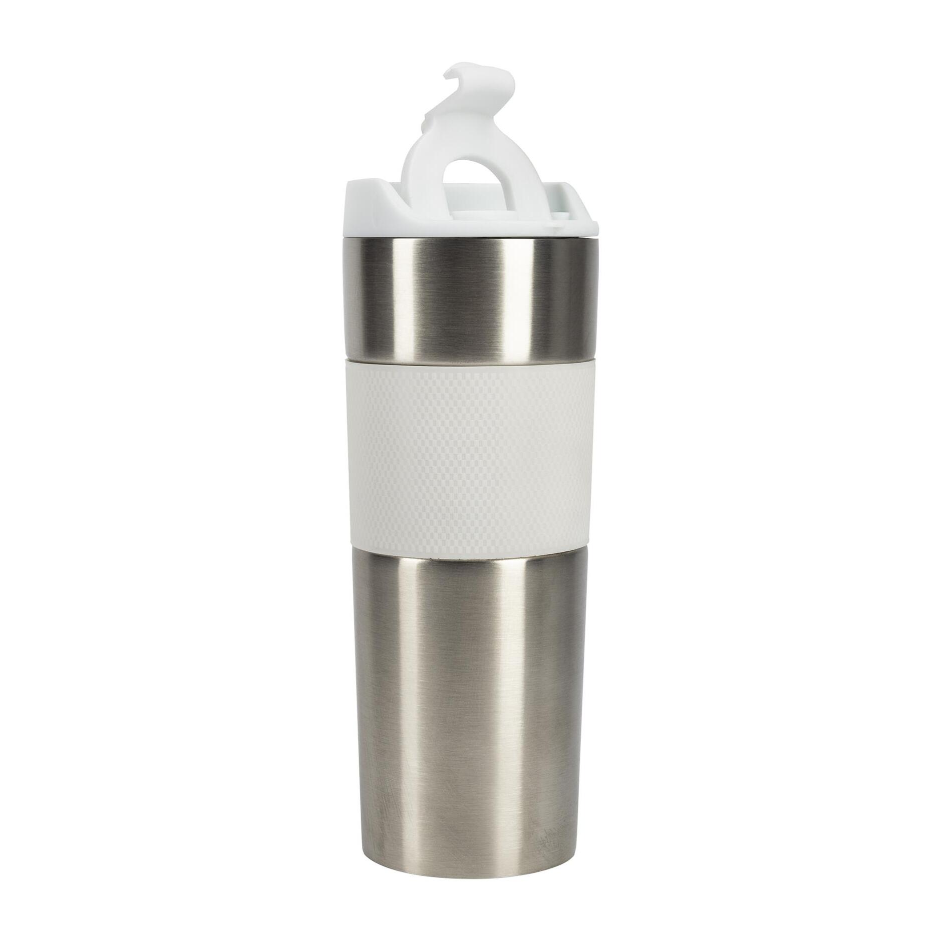 Taza de Viaje 460ml en Acero inoxidable y silicona Blanco LOVERS Bergner