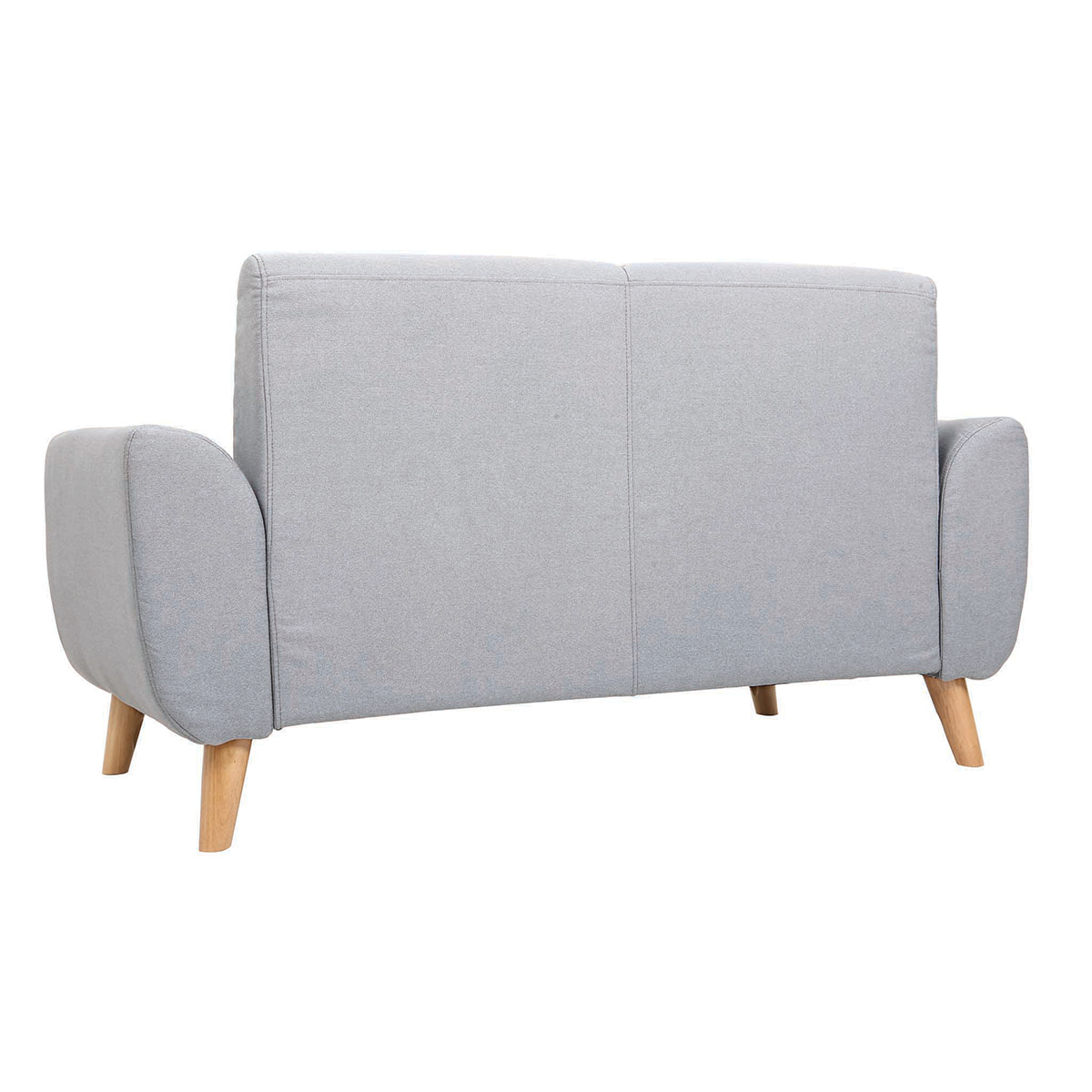 Canapé scandinave 2 places en tissu gris clair et bois clair EKTOR
