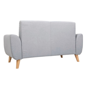 Canapé scandinave 2 places en tissu gris clair et bois clair EKTOR