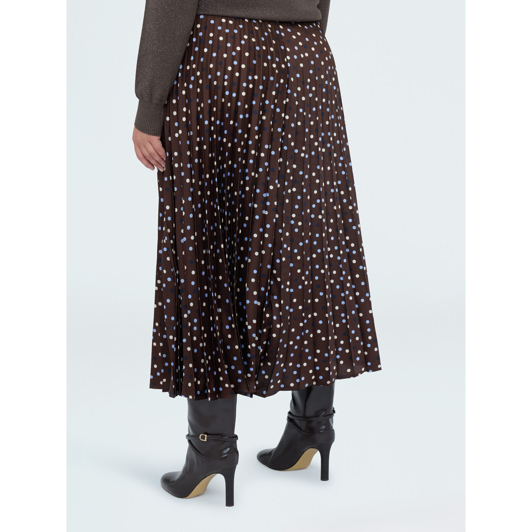 Fiorella Rubino - Gonna lunga a pois in raso plissé - Marrone