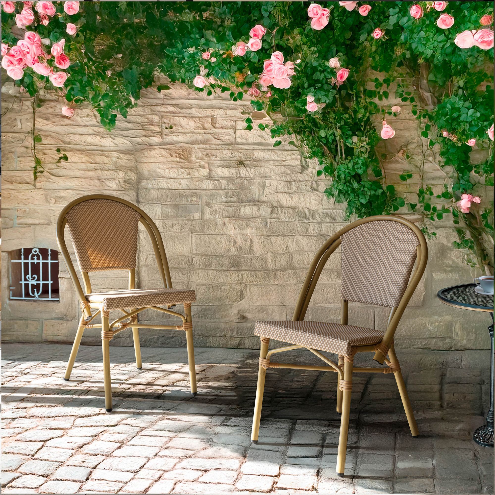 Lot de 2 chaises d'extérieur beige avec structure aluminium AMALFI