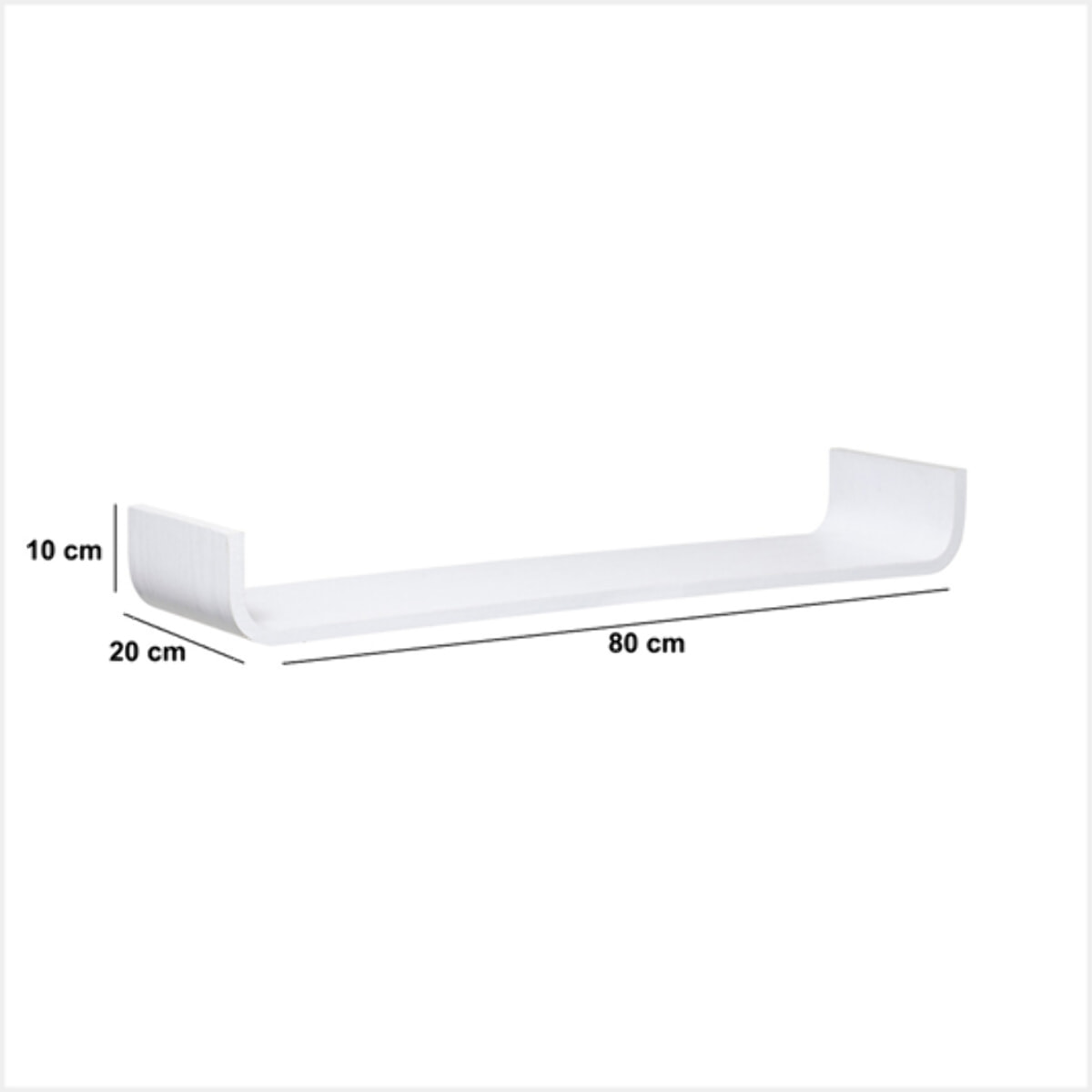 Étagère "Fixy" courbée blanc 80x20cm