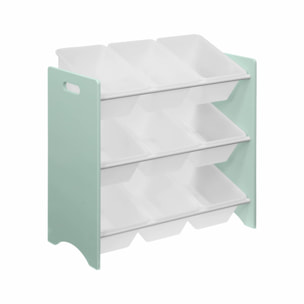 Meuble de rangement pour enfant avec 9 casiers. vert céladon - Tobias - MDF décor bois naturel. 64x29.5x60cm