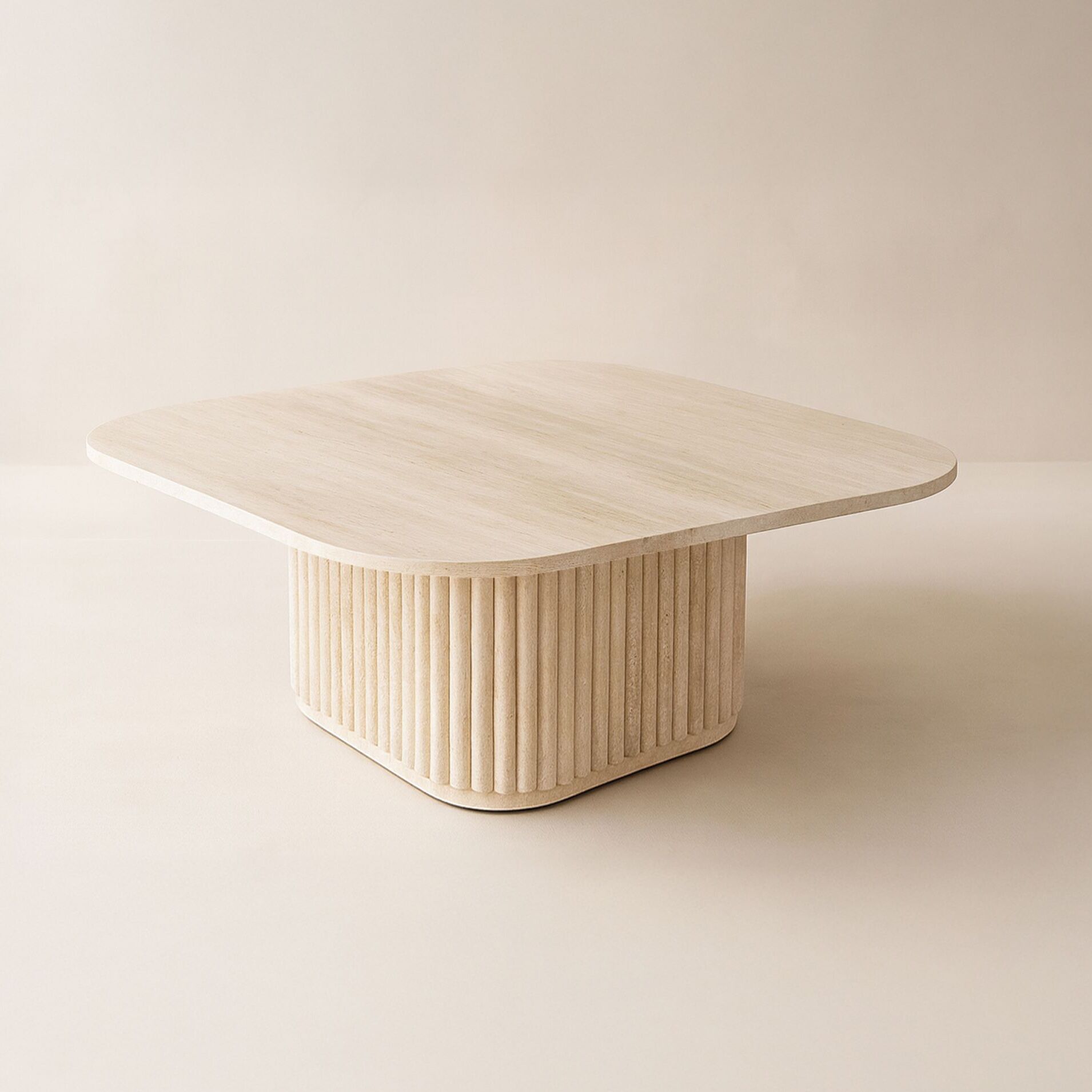 Table basse carré effet travertin 80cm SUSAN