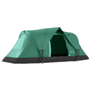 Tienda de Campaña Familiar para 5-6 Personas Tienda de Acampada de Túnel Impermeable 3000mm+ Tienda de Camping con Bolsa de Transporte y Gancho para Pescar Senderismo 455x230x180 cm Verde