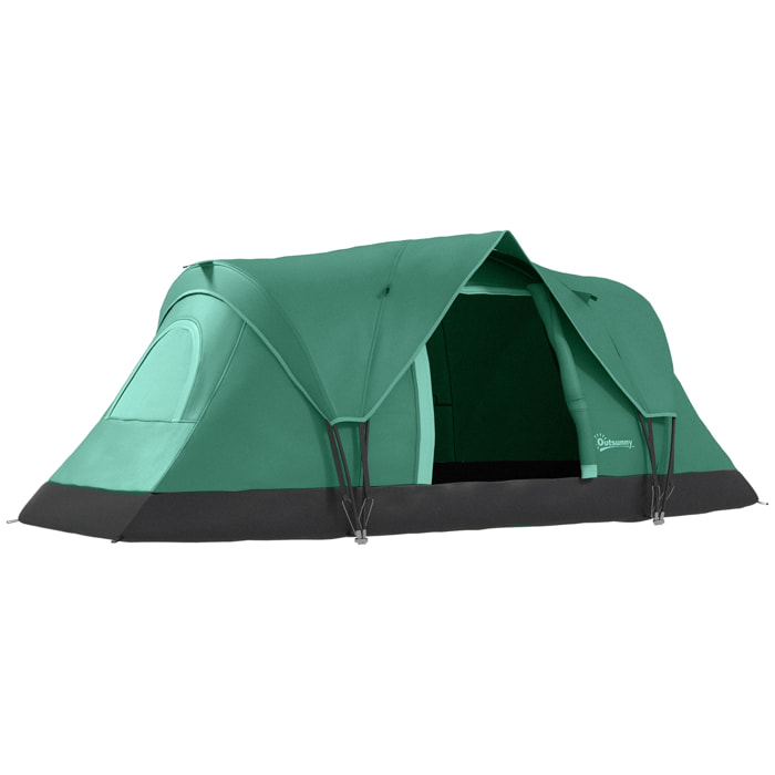 Tienda de Campaña Familiar para 5-6 Personas Tienda de Acampada de Túnel Impermeable 3000mm+ Tienda de Camping con Bolsa de Transporte y Gancho para Pescar Senderismo 455x230x180 cm Verde