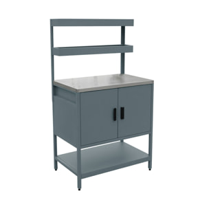 Cuisine extérieure acier 2 étagères suspendues 2 portes L80cm NAXOS