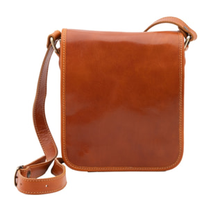 Borsa a tracolla uomo in vera pelle - Modello False - Made in Italy - 23.0 x 20.0 x 9.0 cm
