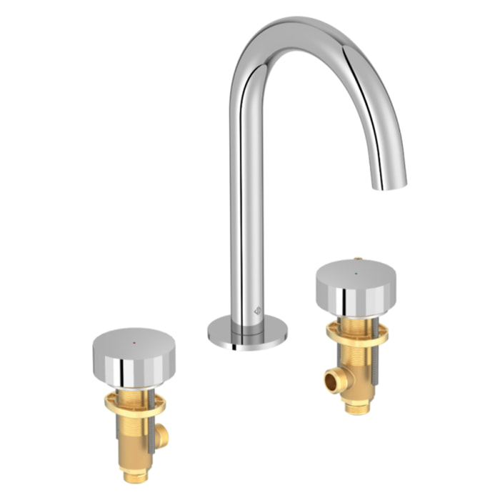 Pack mitigeur lavabo 3 trous L Grands Boulevards chrome avec mécanisme complet