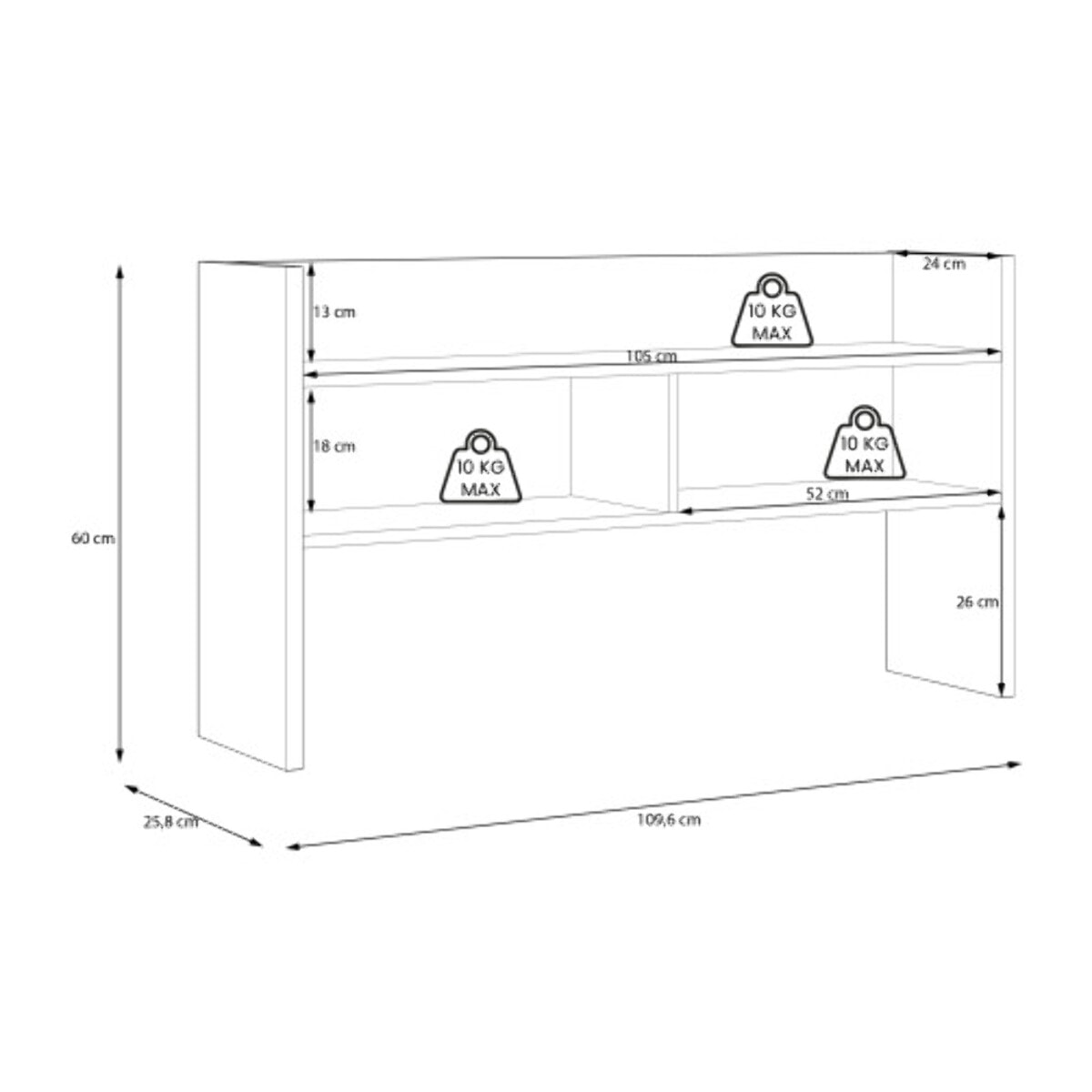 Sur-meuble de bureau avec rangements effet bois et gris foncé - L 110 CM -KIAKA