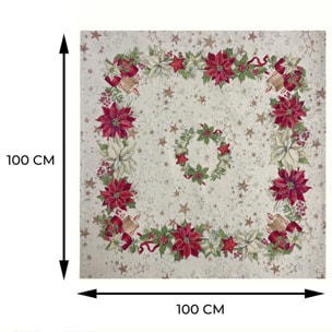 Copritavola Natalizio Tessuto Gobelin Disegno Candela New 100x100