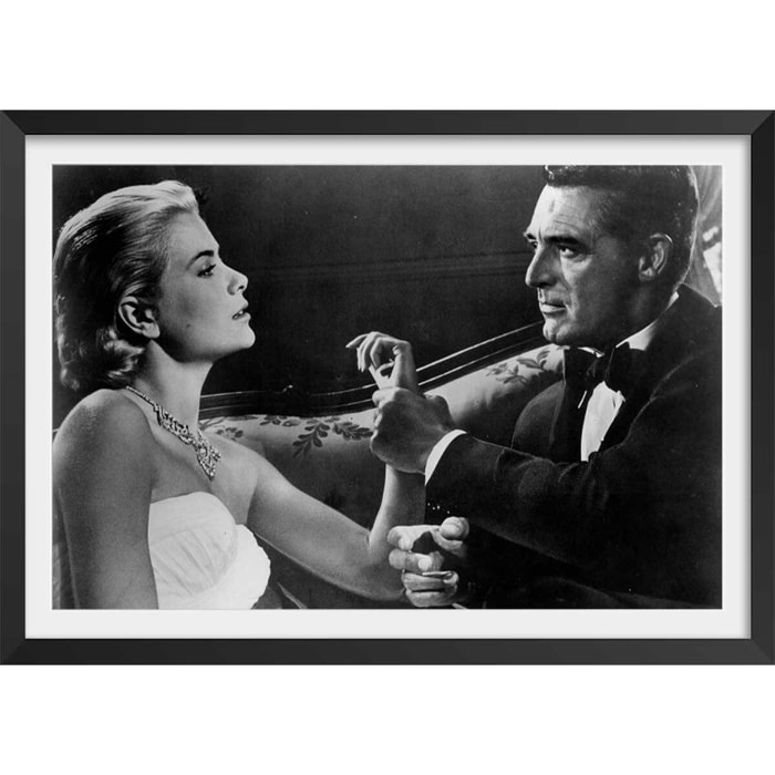 Affiche cinéma - Cary Grant et Grace Kelly La main au collet , 1955 Affiche + cadre en bois - Noir