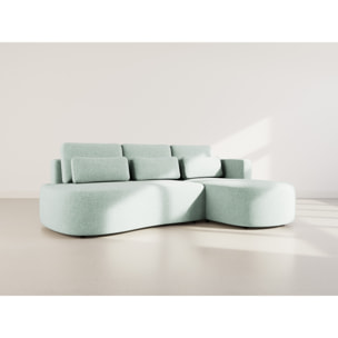 Mahina - canapé d'angle droit 4 places convertible avec coffre en tissu texturé - Bleu