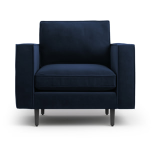 Fauteuil "Alexis" en velours bleu foncé