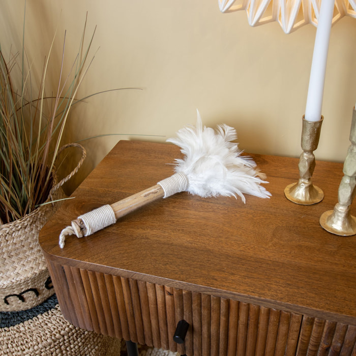Plumeau décoratif en bambou et plumes blanches KEMOA