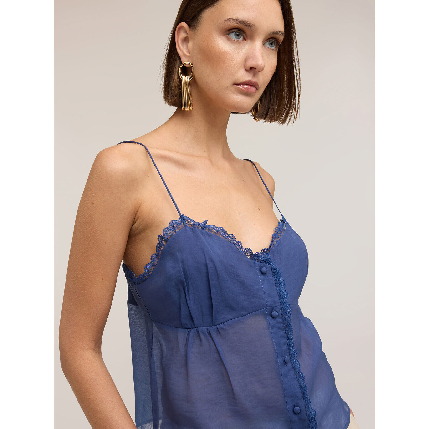 Motivi - Top de muselina con botones - Azul