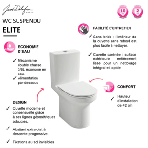 WC au sol sans bride Elite + tabouret physiologique bois