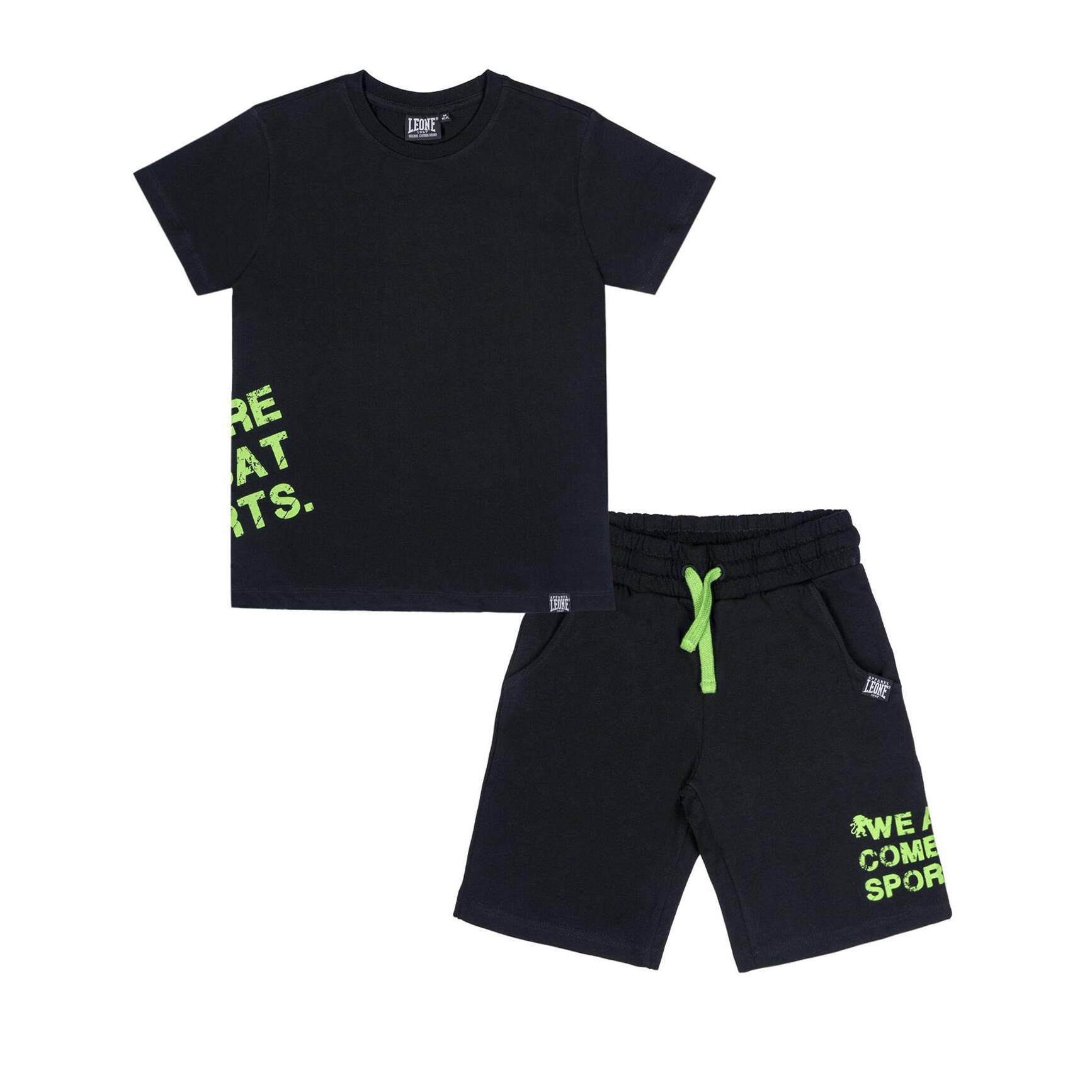 Set da bambino con t-shirt e pantaloncini in cotone Leone Boxing