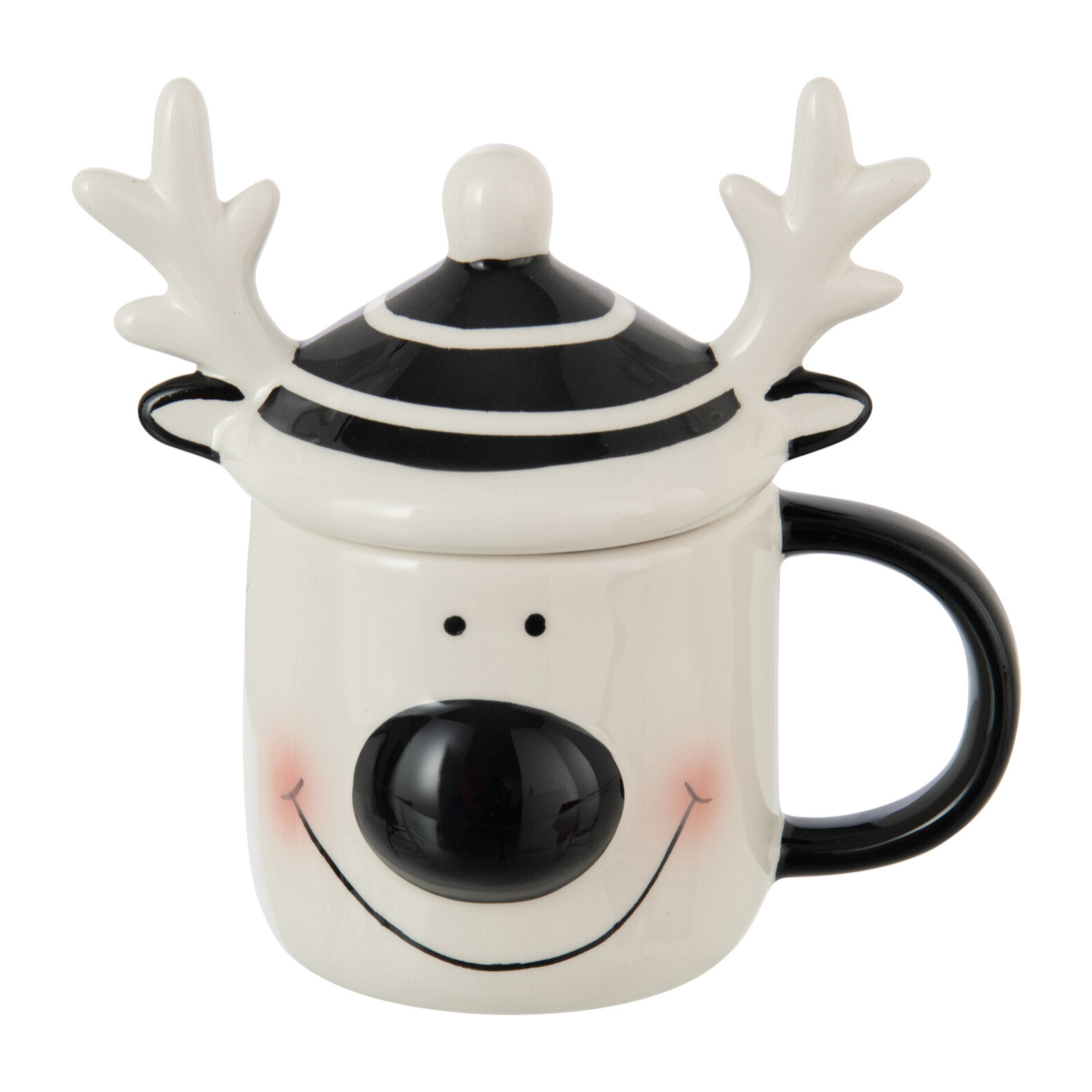 J-Line tasse + couvercle Père Noël Dolomite - céramique - blanc/noir