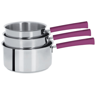 Set de 3 casseroles inox Mutine fixe 16, 18 et 20cm Cassis