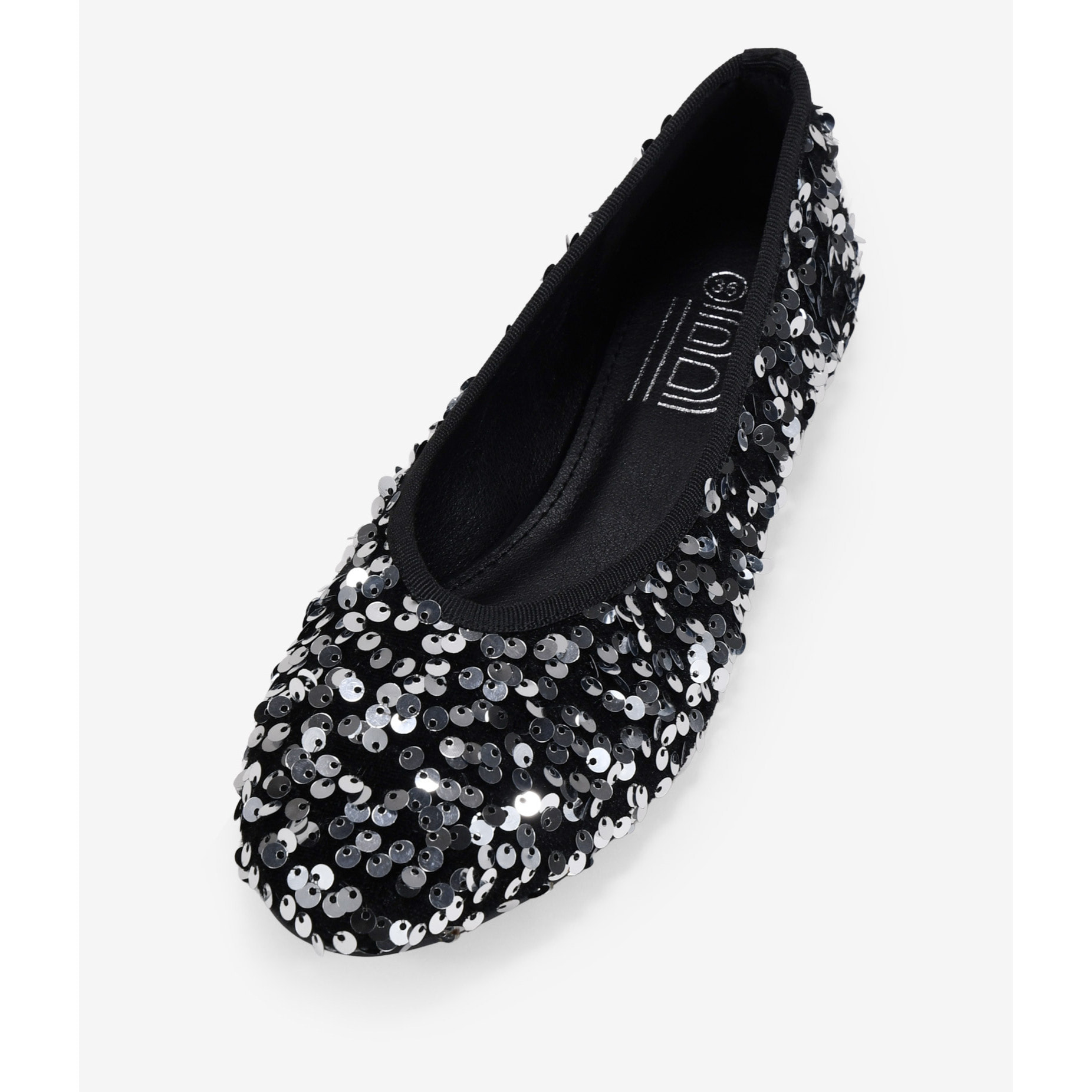 Bailarinas planas negras con lentejuelas