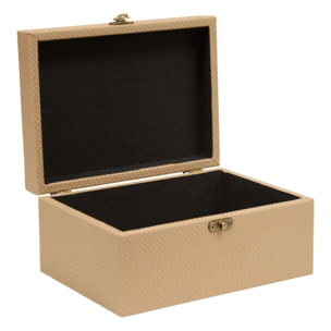 Lot de 4 boîtes de rangement rectangulaires Bonie beige