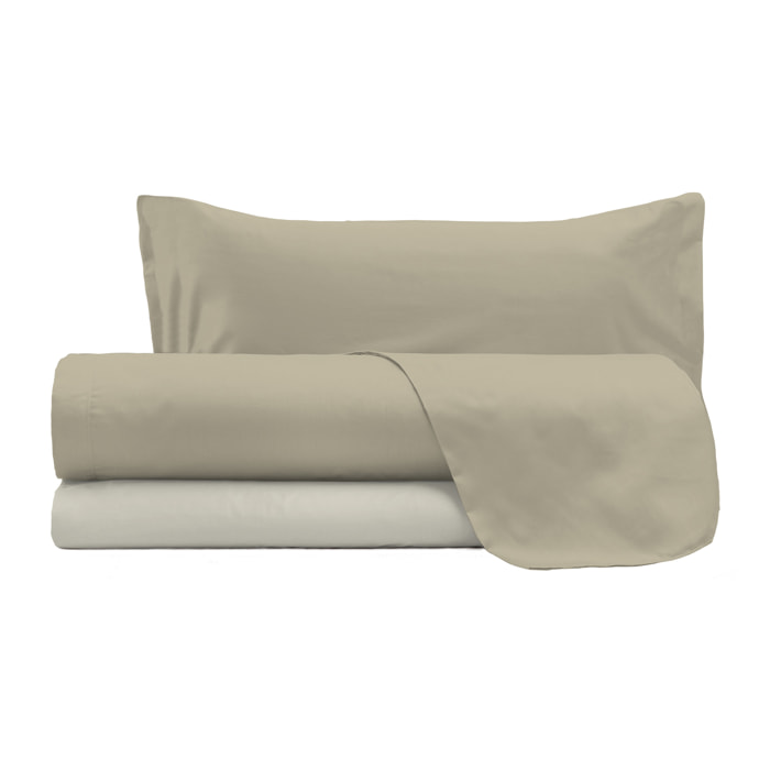 COMPLETO LETTO NATURAL COLOR, 100% COTONE - PIAZZA E MEZZA