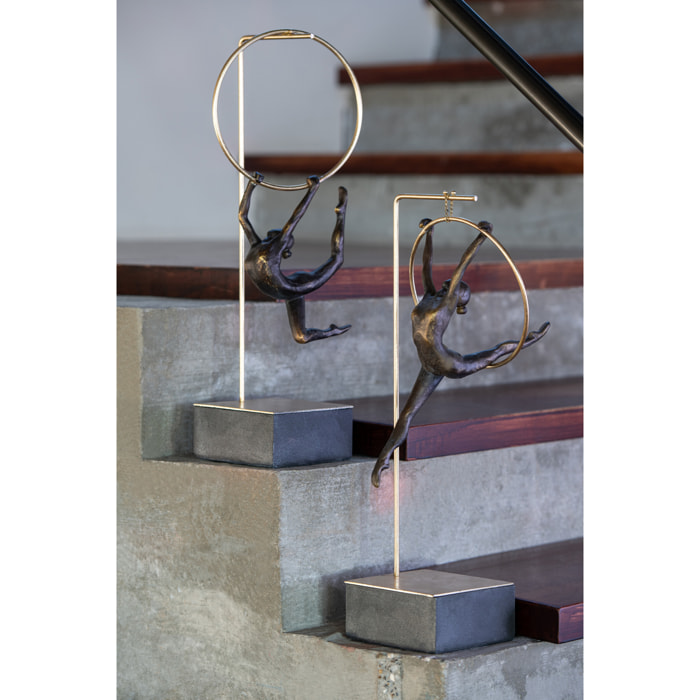 J-Line décoration Gymnaste Cerceau Beta - polyrésine - noir/or