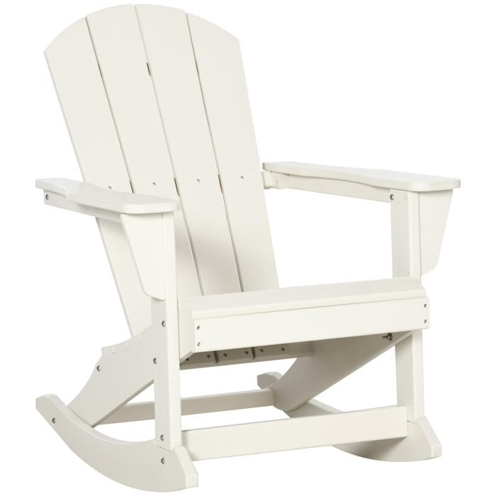 Silla Mecedora de Jardín de Estilo Adirondack para Patio 73,5x93x91,5 cm Blanco