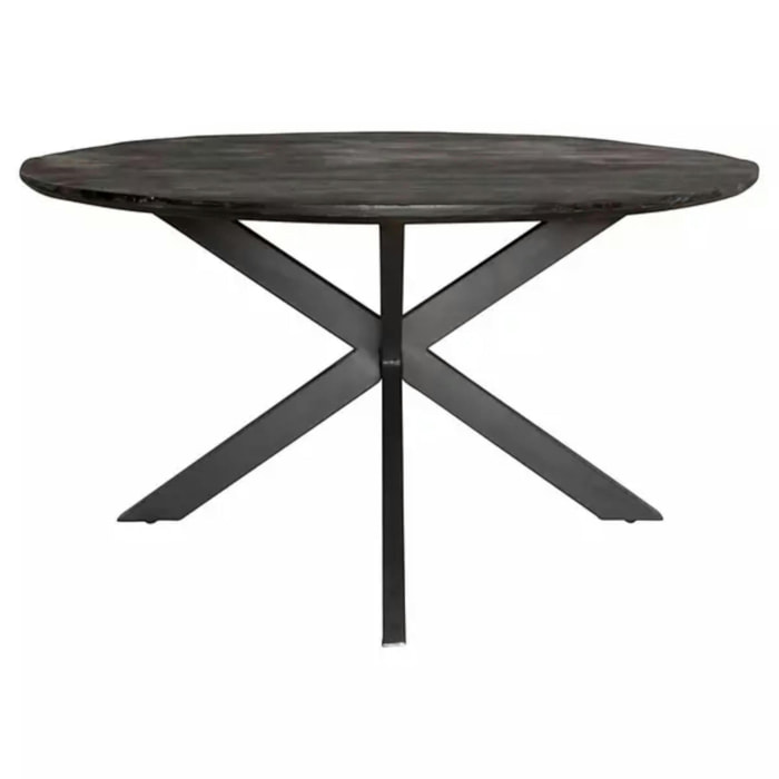 Table ronde noire en bois de manguier Ø110 cm ALVERA