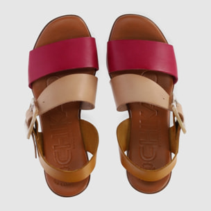 Sandalias de Piel - Multi-Mostaza - Tacón: 5 cm