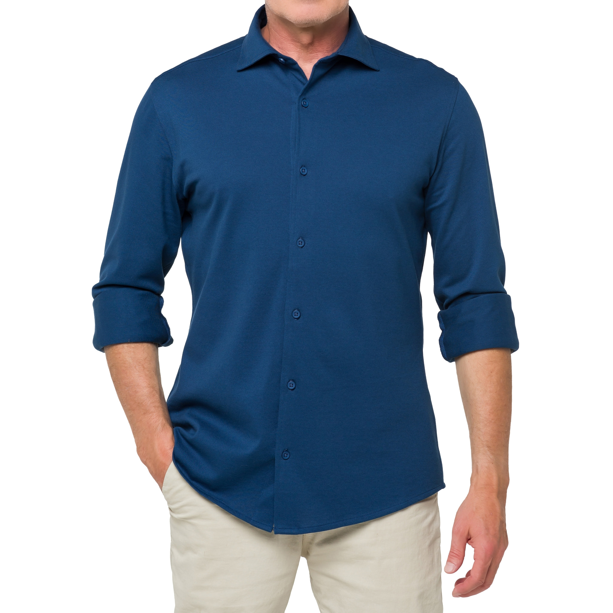 Camisa de manga larga en tela de algodón Hot Buttered Jefferson Azul