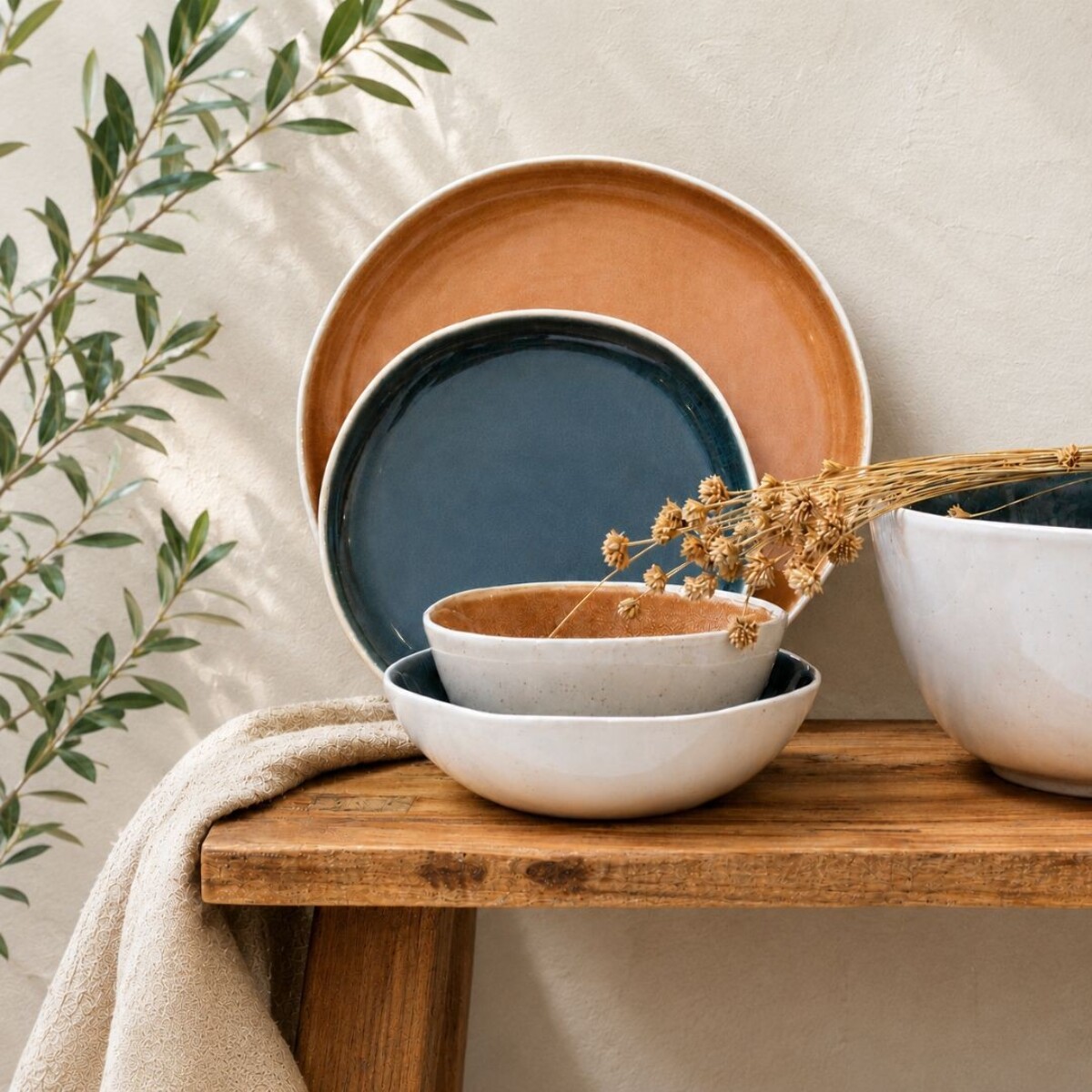Lot de 6 grandes assiettes, CORALIA