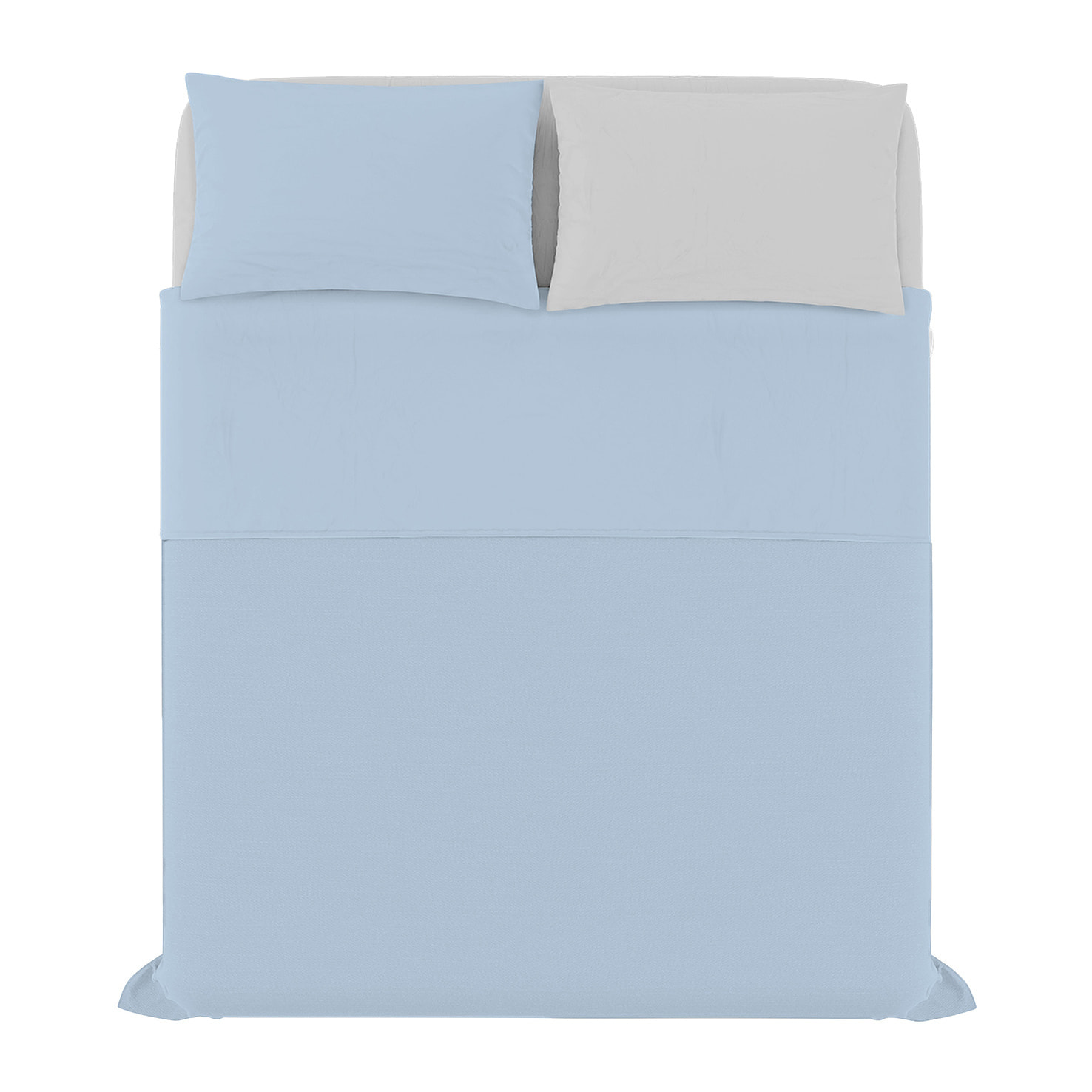 COMPLETO LETTO NATURAL COLOR, 100% Cotone, Made in Italy - AZZURRO/GRIGIO CHIARO