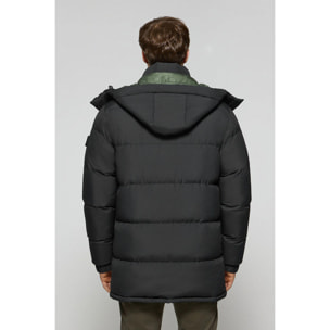 Chaqueta negra Midtown de capucha desmontable y detalles Polo Club