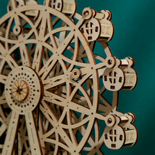 Modello in legno 3D, design di ruota panoramica con musica e movimento meccanico. 133 pezzi.