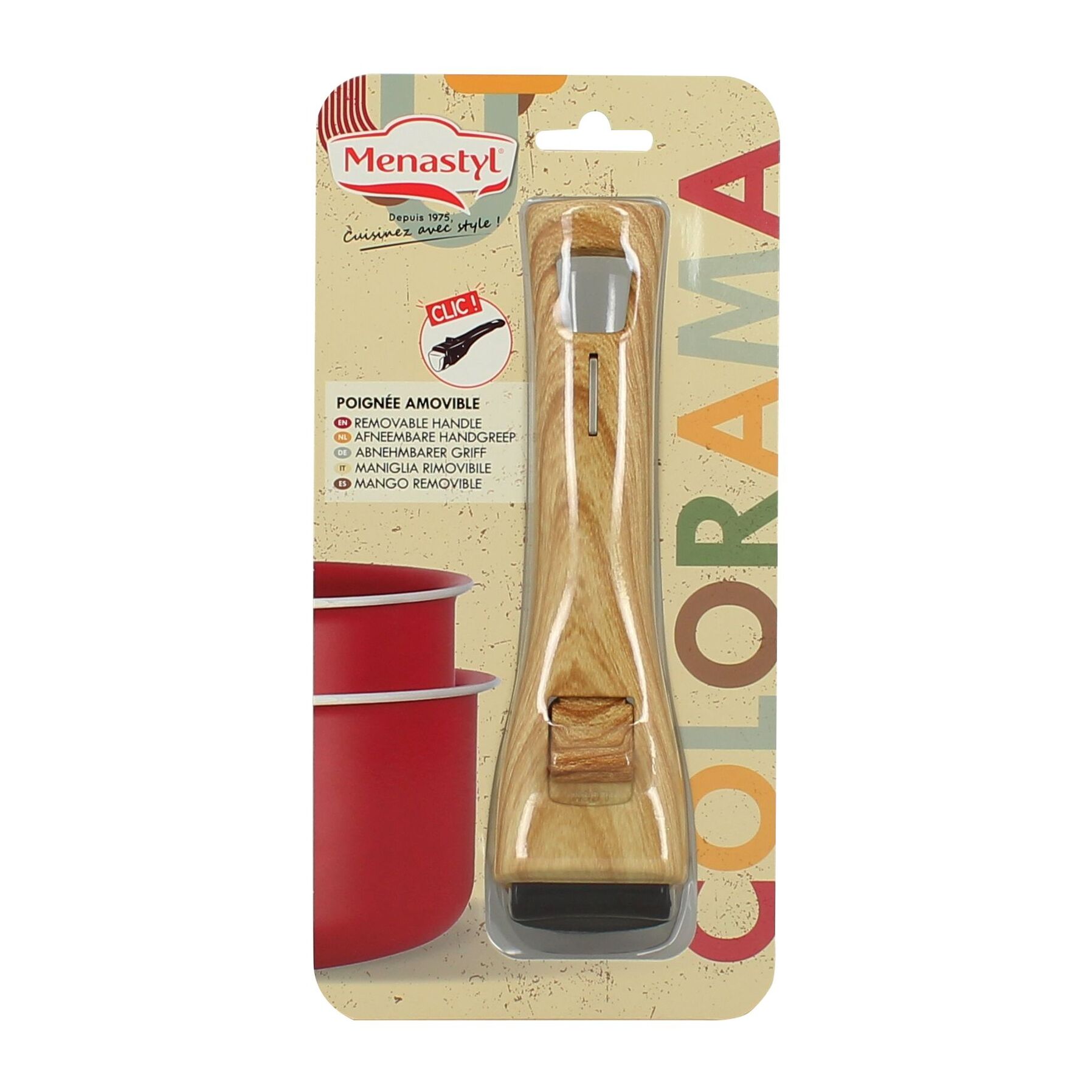 Poignée amovible en bakélite effet bois COLORAMA