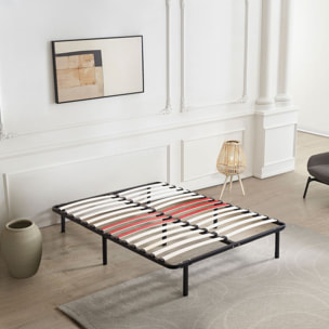 Sommier Orthosense | Cadre de lit métallique | Lattes flexibles | Zone de soutien au niveau des lombaires | 7 Pieds Inclus |