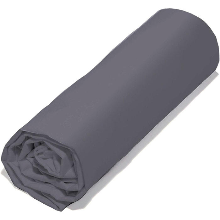 Drap Housse - Bonnet:30cm 100%coton Bio 57fils Anthracite