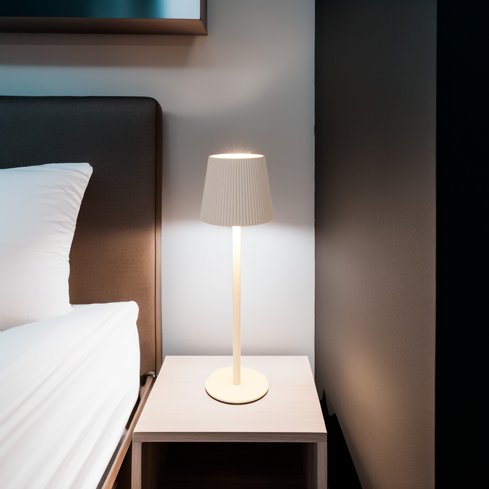 Well Home Lámpara de mesa Blanca LED Recargable con 32 Luces Blancas cálidas y 4 niveles de Brillo Ø10,5x36,2cm