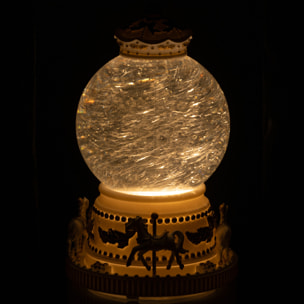 J-Line décoration Boule De Neige Chevaux - plastique - blanc/or