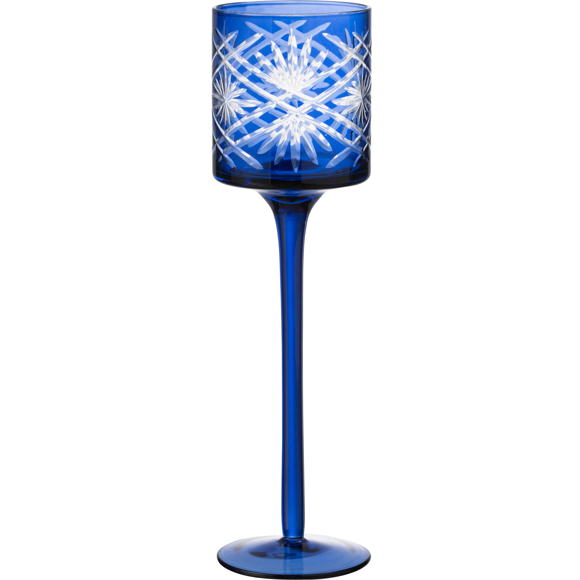 J-Line photophore sur Pied Santorini - verre - bleu - small