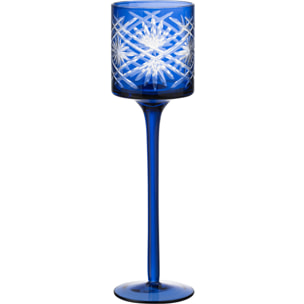 J-Line photophore sur Pied Santorini - verre - bleu - small