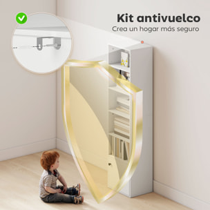 Librería de 6 Niveles, Estantería para Libros con Estantes Ajustables y Puerta, Estantería Moderna, 40x30x156 cm, para Salón, Dormitorio, Estudio, Oficina, Blanco