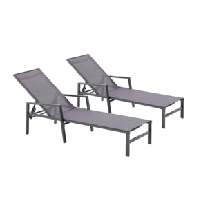 Lot de 2 transats en aluminium gris foncé  SITGES