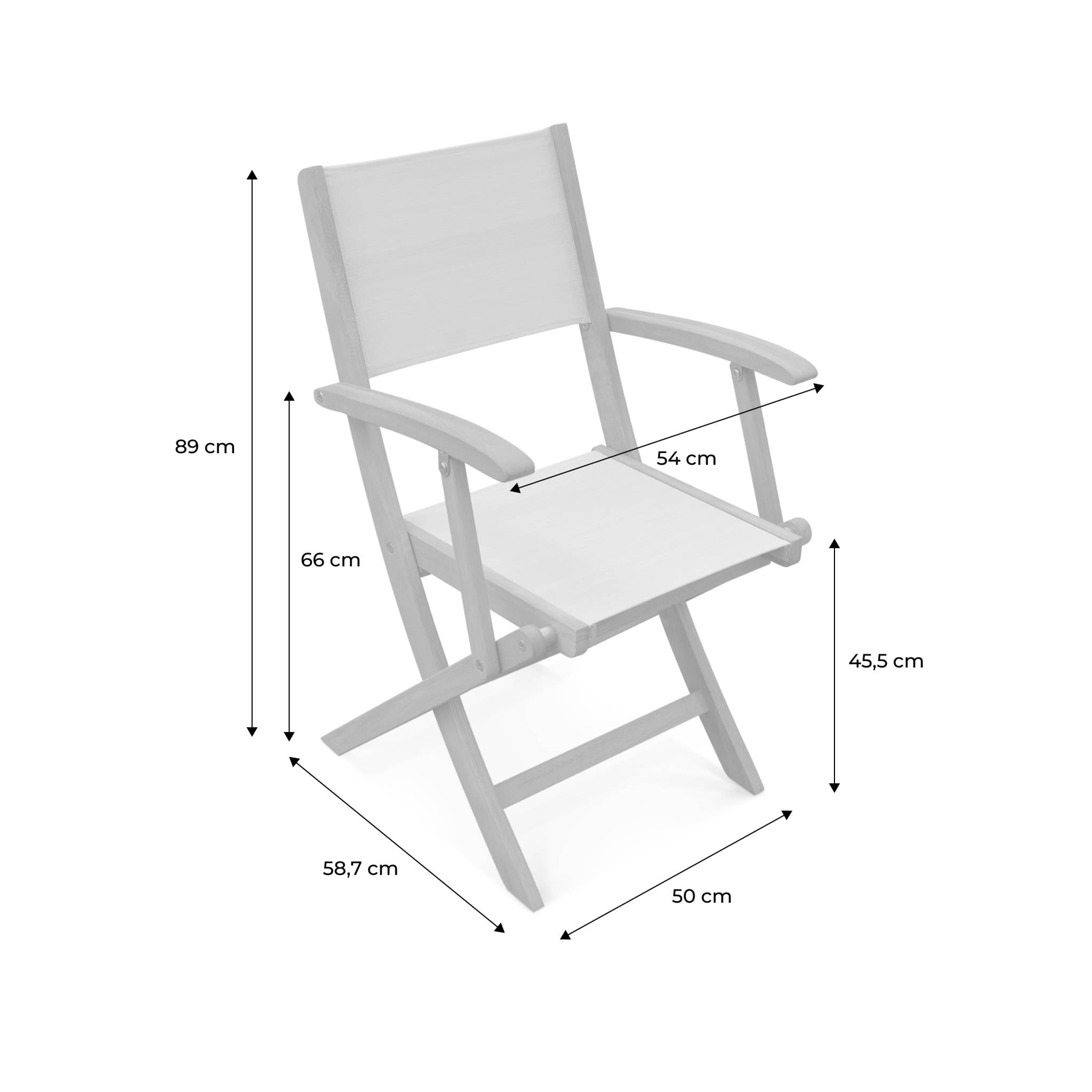 Fauteuils de jardin en bois et textilène - Almeria Gris taupe - 2 fauteuils pliants en bois d'Eucalyptus huilé et textilène