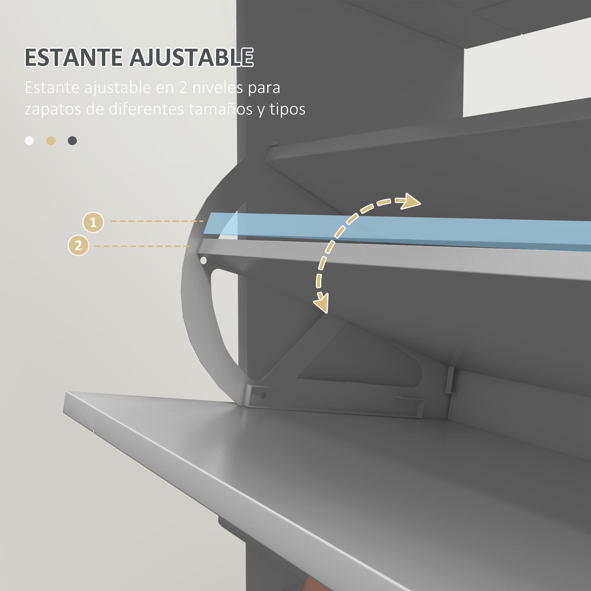Mueble Zapatero Estrecho Zapatero Entrada Recibidor con 2 Cajones Abatibles y 1 Cajón Extraíble para 8 Pares de Zapatos para Pasillo 60x23,5x98,5 cm Gris