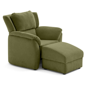 Bastille - fauteuil en tissu velours relief - Vert