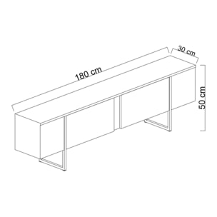 Mobile porta TV Dgridell, Credenza da soggiorno, Armadio basso per TV, Base parete attrezzata, 180x30h50 cm, Antracite e Oro